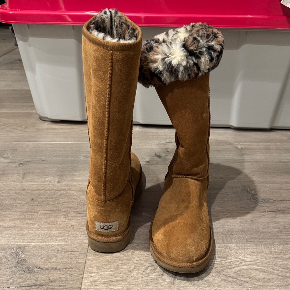 UGG Women's Brown Boots with Faux Fur Trim
